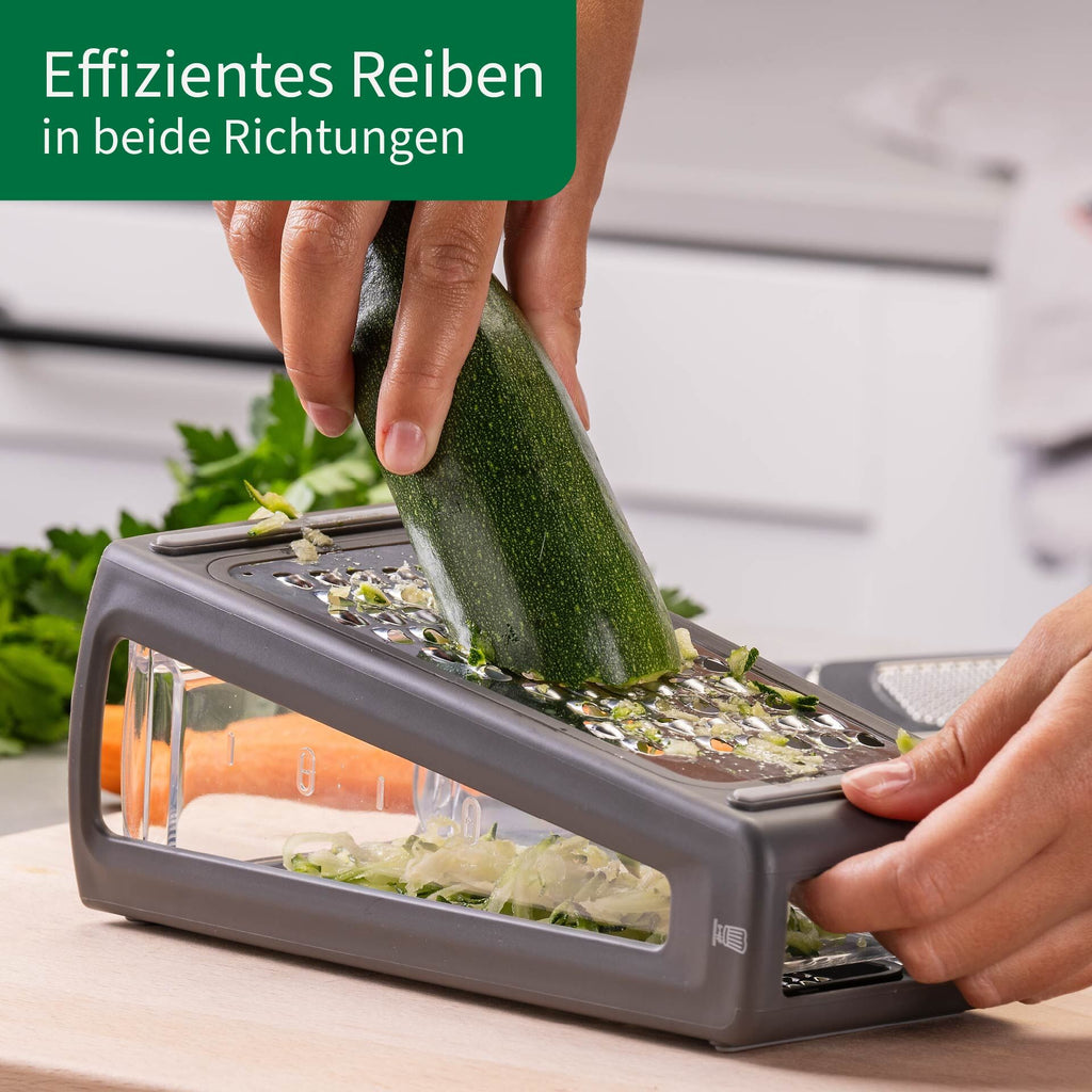 Rivjern med oppsamlingsboks rustfritt stål 22 cm med matvarer