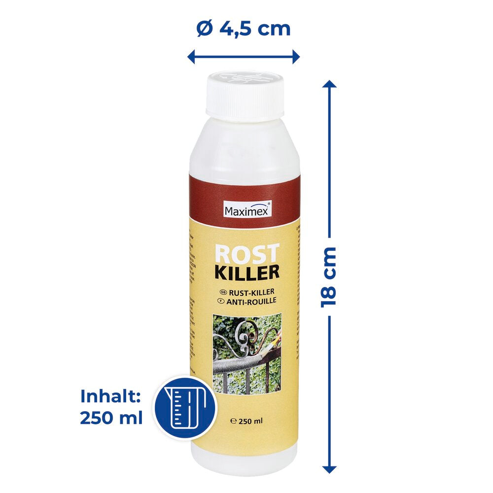 Rustfjerner og grunning 250 ml rustbeskyttelse - Maximex nærbilde etikett
