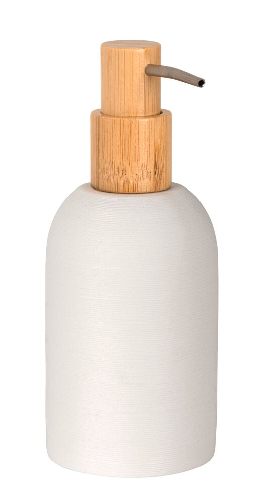 Såpedispenser Altavalle hvit polyresin og bambus bakside