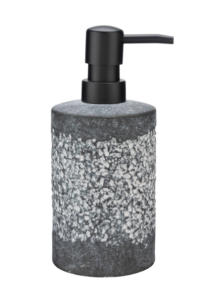 Bakside av Såpedispenser Anfo keramikk grå med strukturert overflate