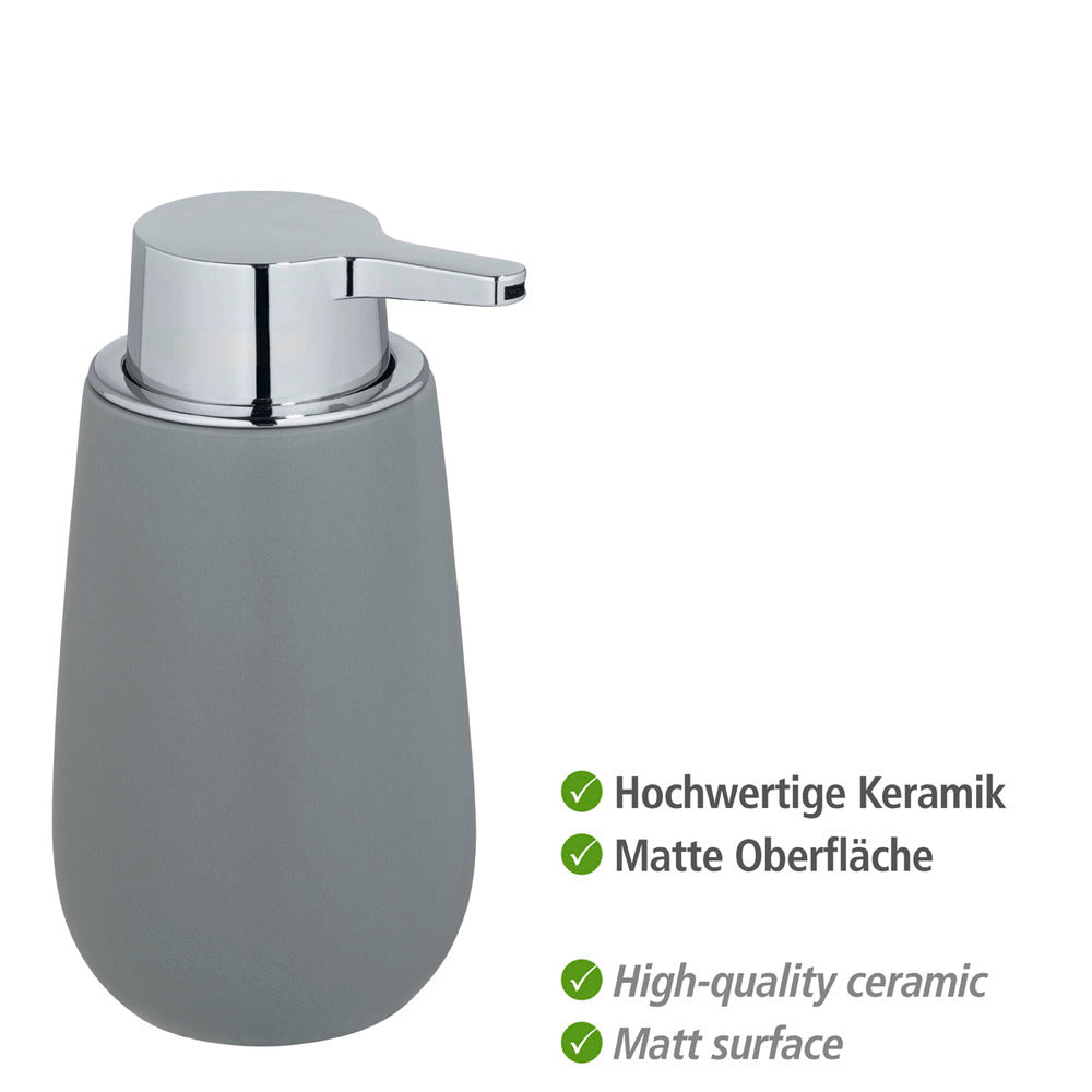 Såpedispenser Badi grå keramikk 320 ml bakside