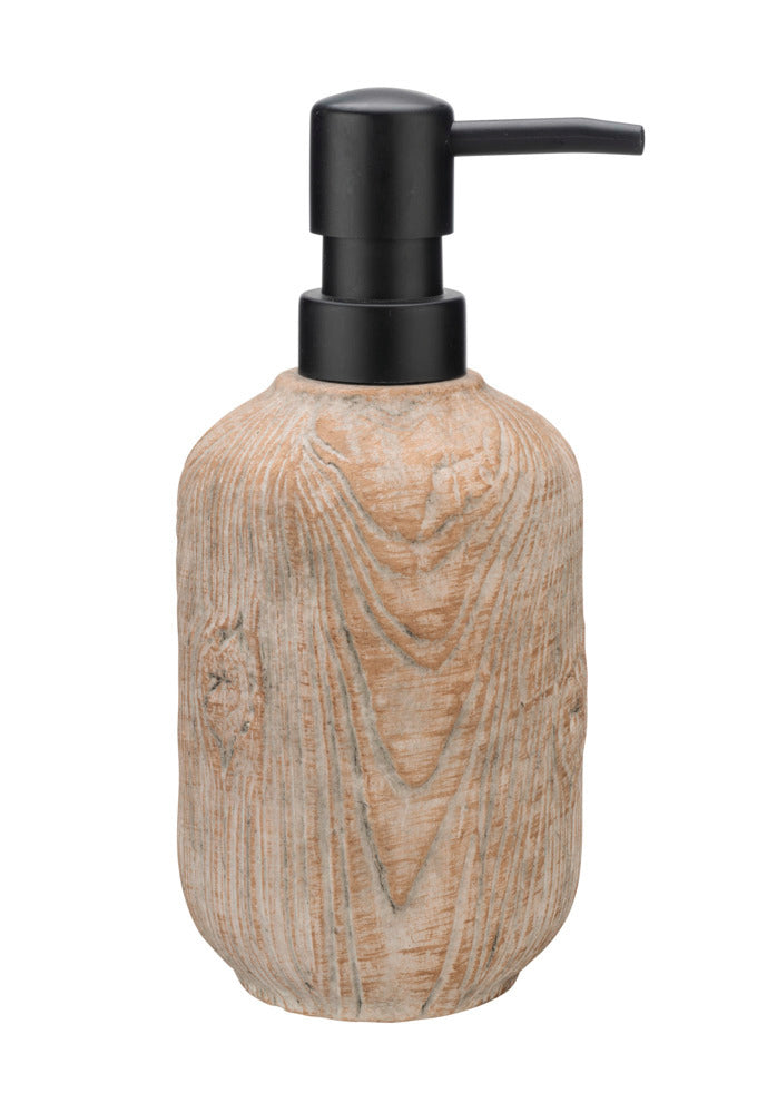 Såpedispenser Florio keramikk i treoptikk beige - Wenko bakside