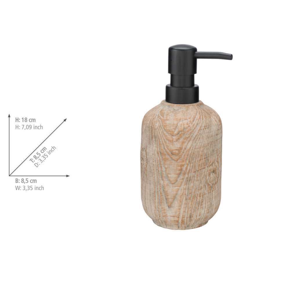 Såpedispenser Florio keramikk i treoptikk beige - Wenko nærbilde