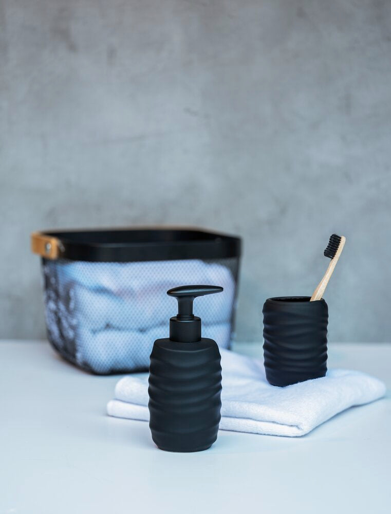 Bakside av Såpedispenser Illana keramikk svart 0,4 L soft-touch