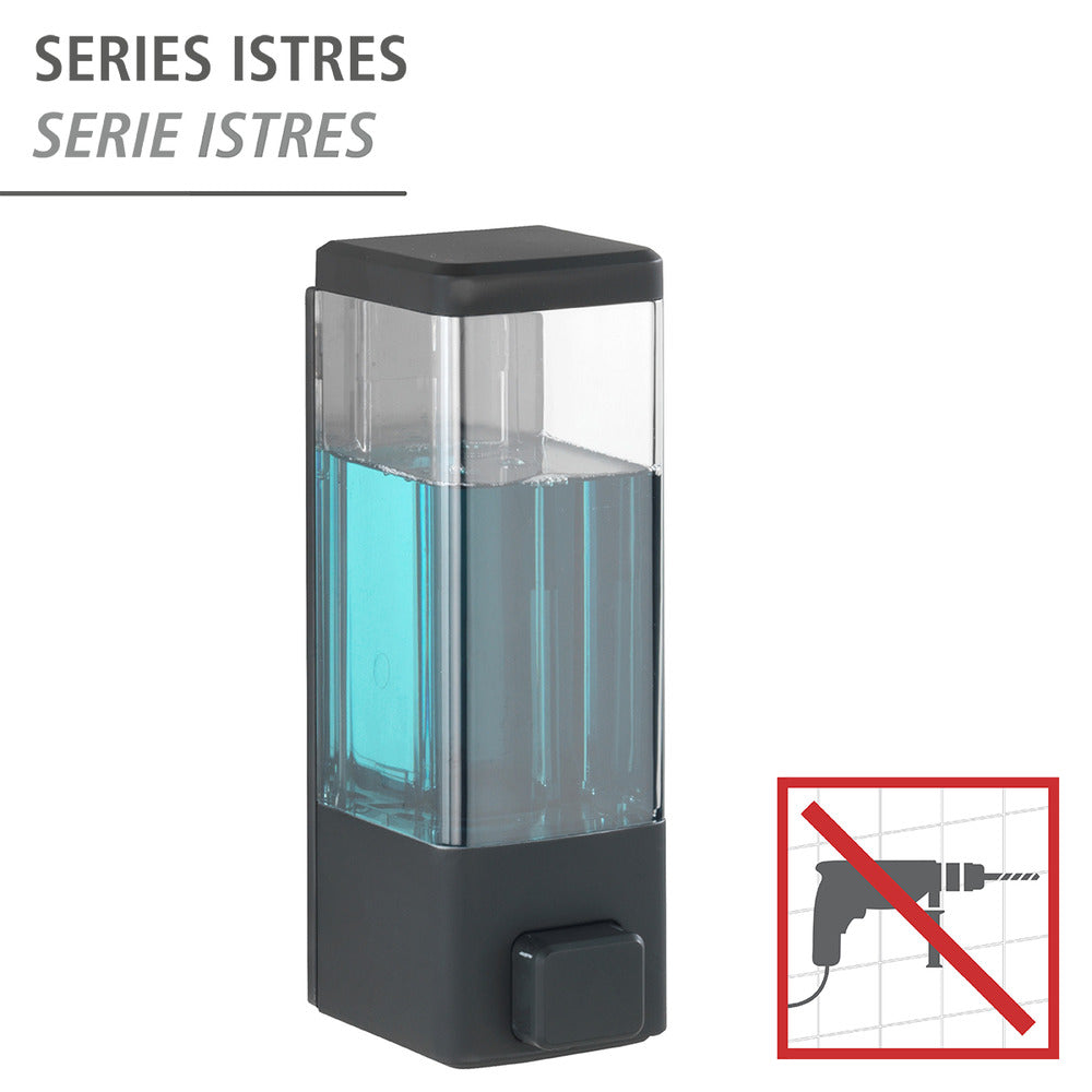 Såpedispenser Istres svart 320 ml borrefri veggmontering bakside
