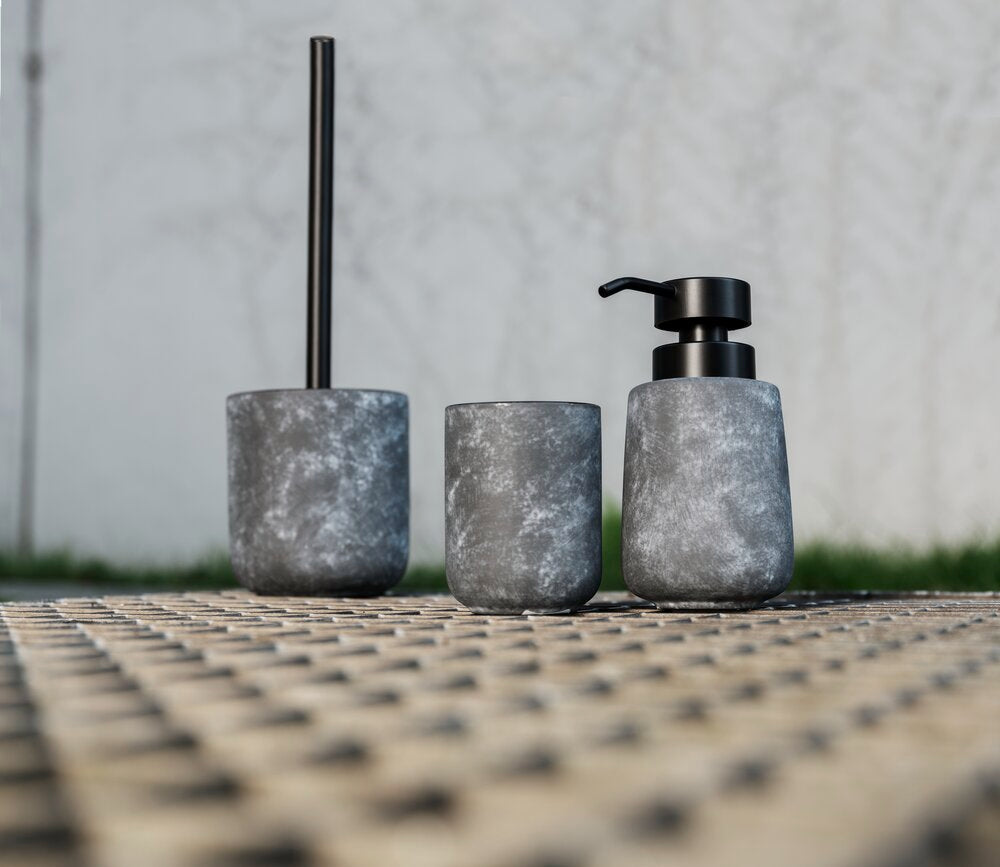 Detalj av såpedispenser keramikk/plast grå/svart 0,4 L betongutseende Sacile