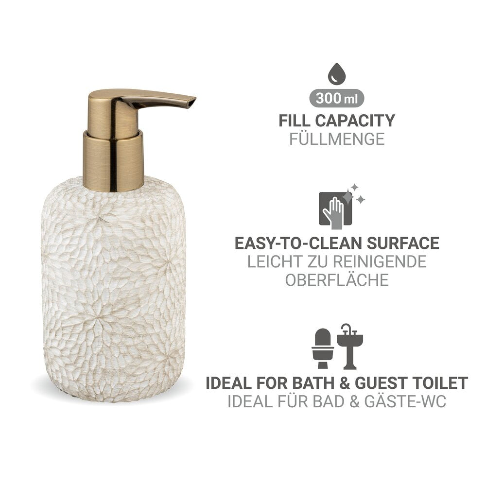 Detalj av Såpedispenser Montalfano 300 ml påfyllbar blomstermønster polyresin