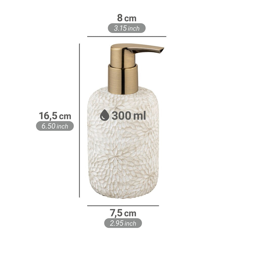 Såpedispenser Montalfano 300 ml påfyllbar blomstermønster polyresin montert på vask