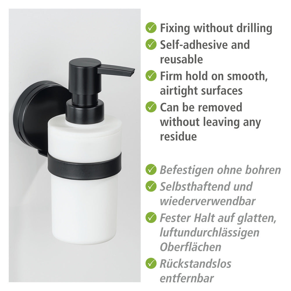 Montering av Såpedispenser Pavia svart metall uten boring Static-Loc® Plus