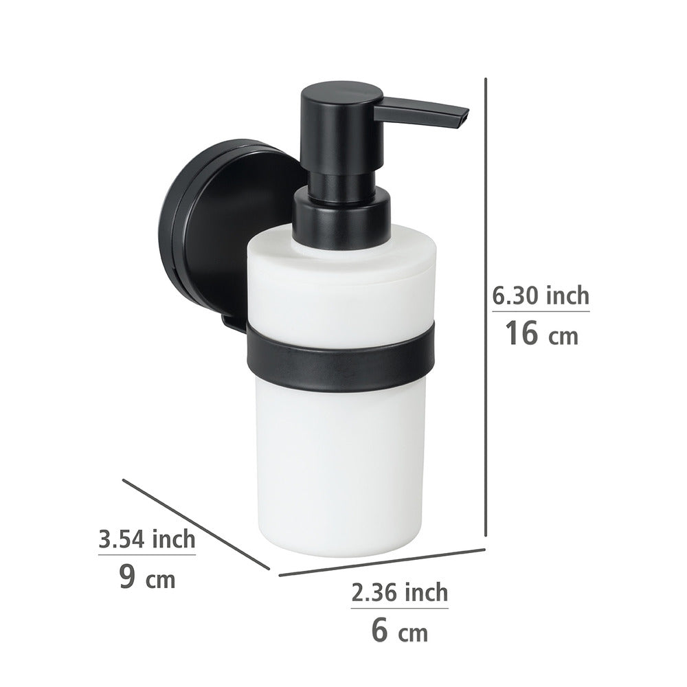 Nærbilde av Såpedispenser Pavia svart metall uten boring Static-Loc® Plus