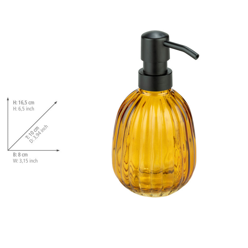 Detalj av rillemønster på Såpedispenser Pompei ravfarget glass