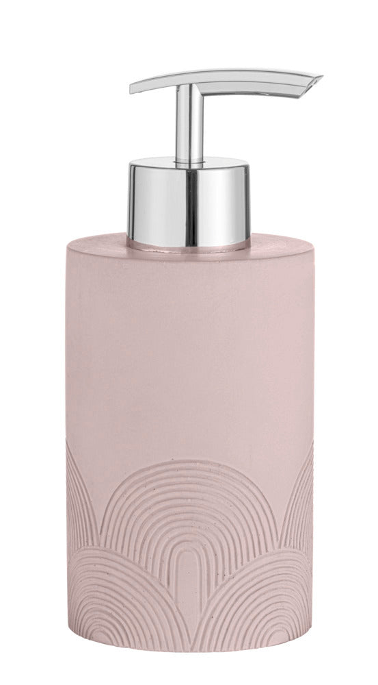 Såpedispenser Roveto betong grå og rosa forside