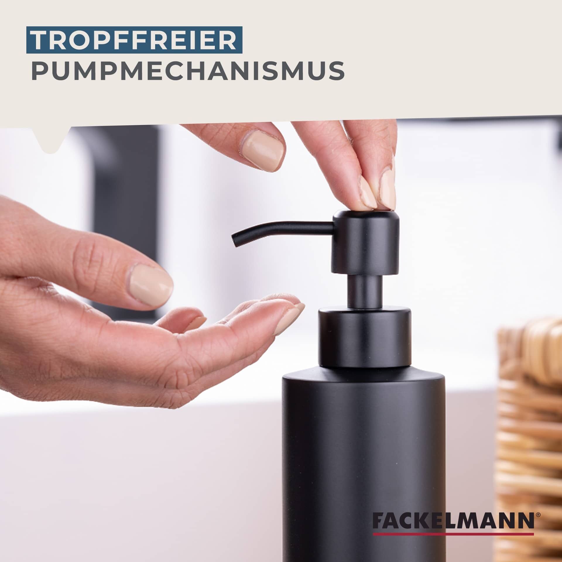 Oversikt av såpedispenser rustfritt stål 350 ml svart matt i baderom