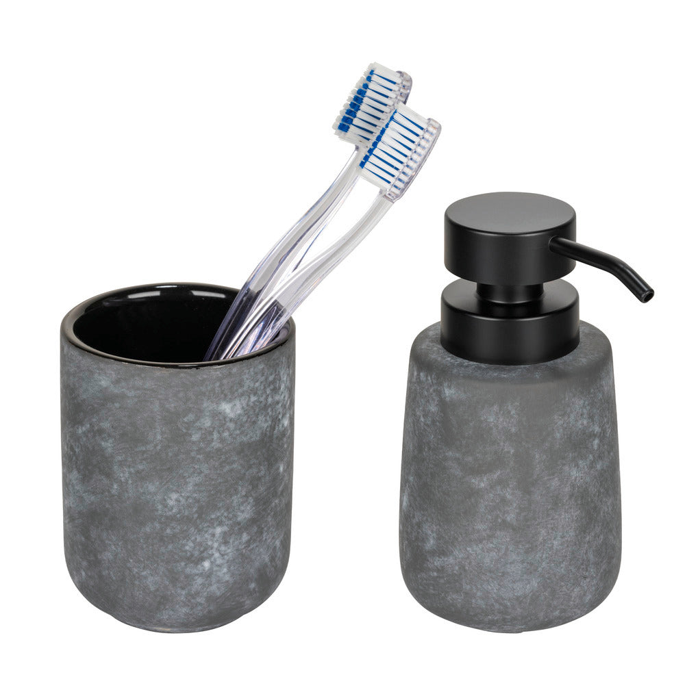 Såpedispenser Sacile keramikk grå/svart bakside