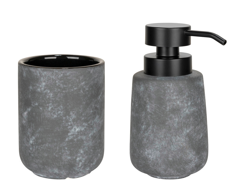 Såpedispenser Sacile keramikk grå/svart forfra
