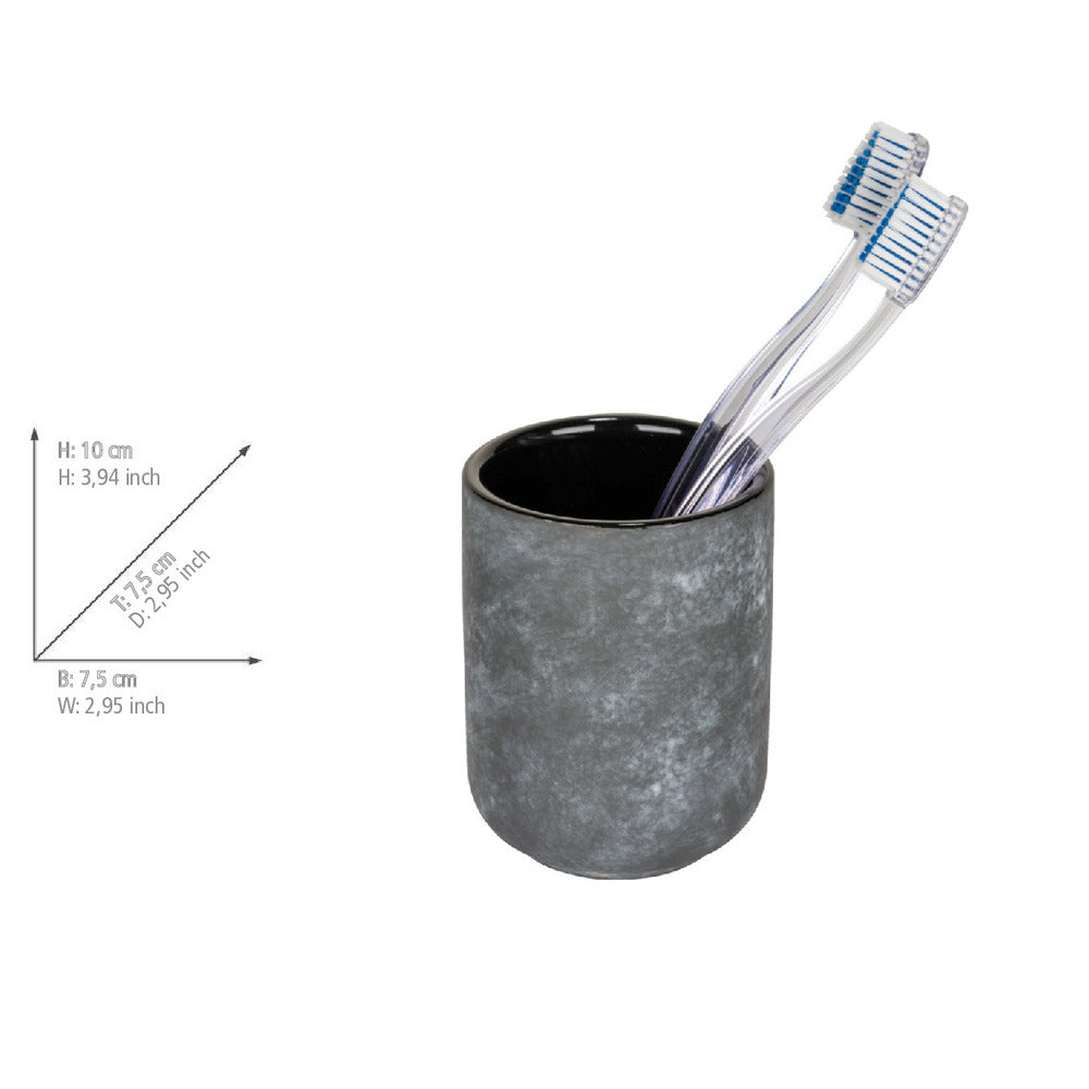 Såpedispenser Sacile keramikk grå/svart montert på bad