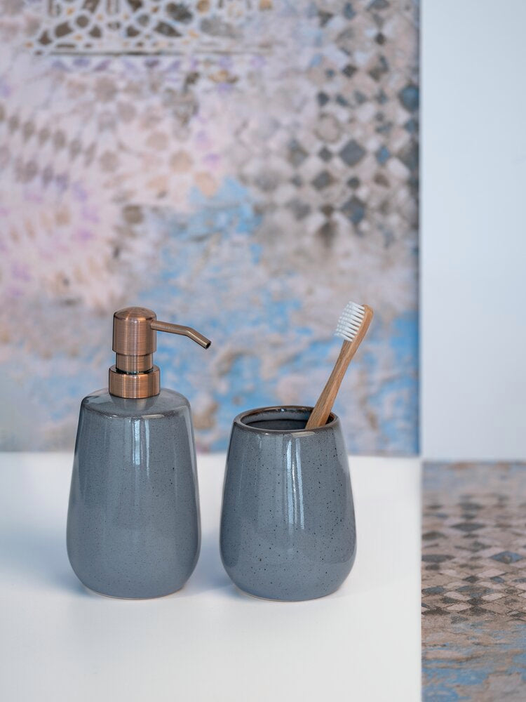 Såpedispenser Sirmione keramikk grå/kobber bakside