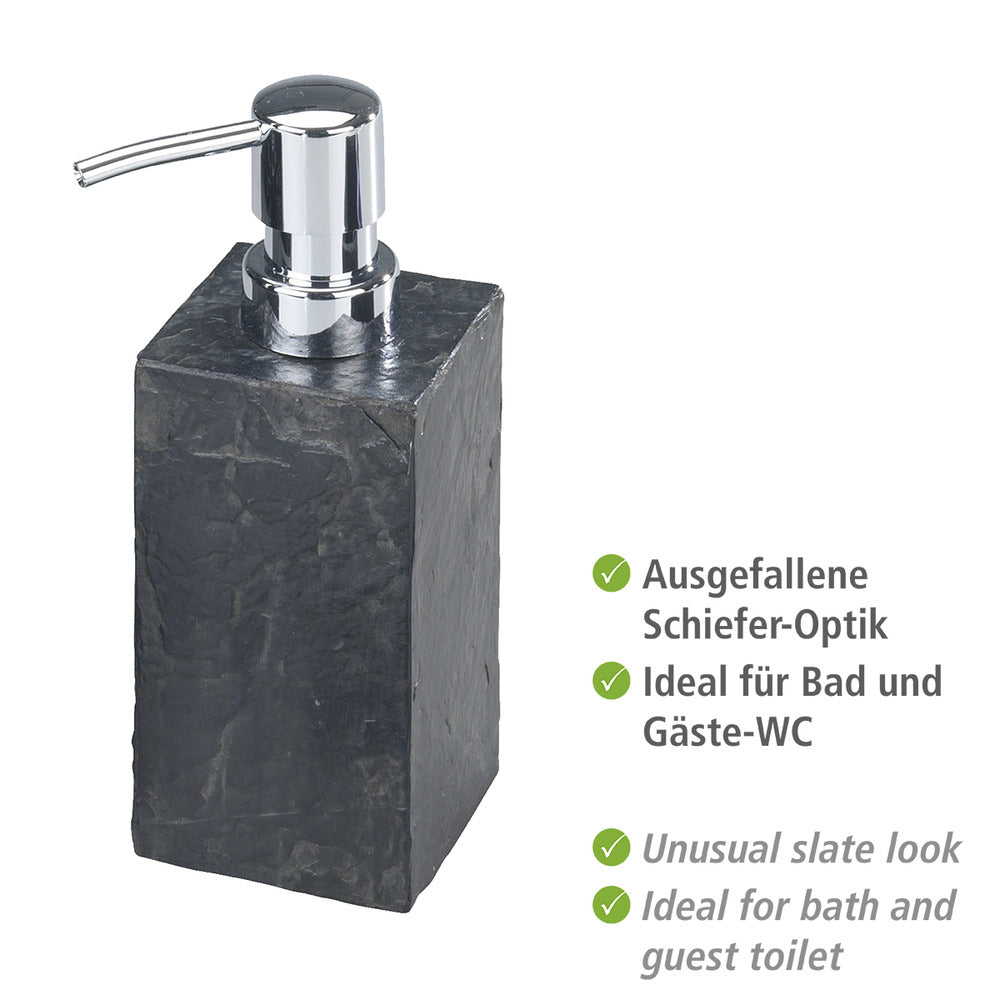 Såpedispenser Slate Rock svart polyresin 250 ml bakside