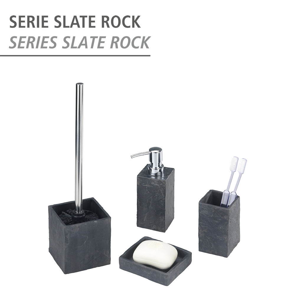 Nærbilde av pumpe på Såpedispenser Slate Rock svart polyresin 250 ml