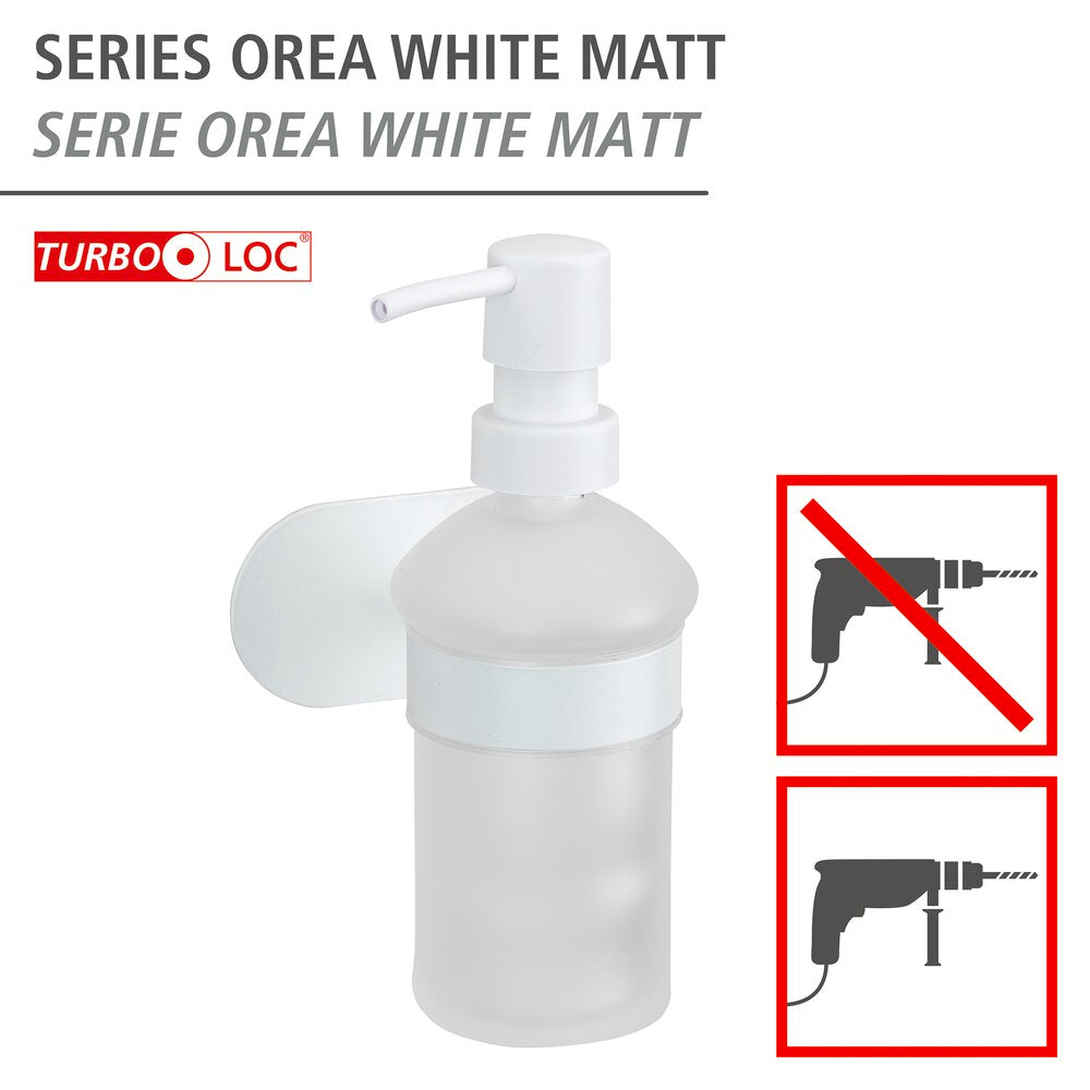Bakside av Såpedispenser Turbo-Loc® Orea hvit matt rustfritt stål