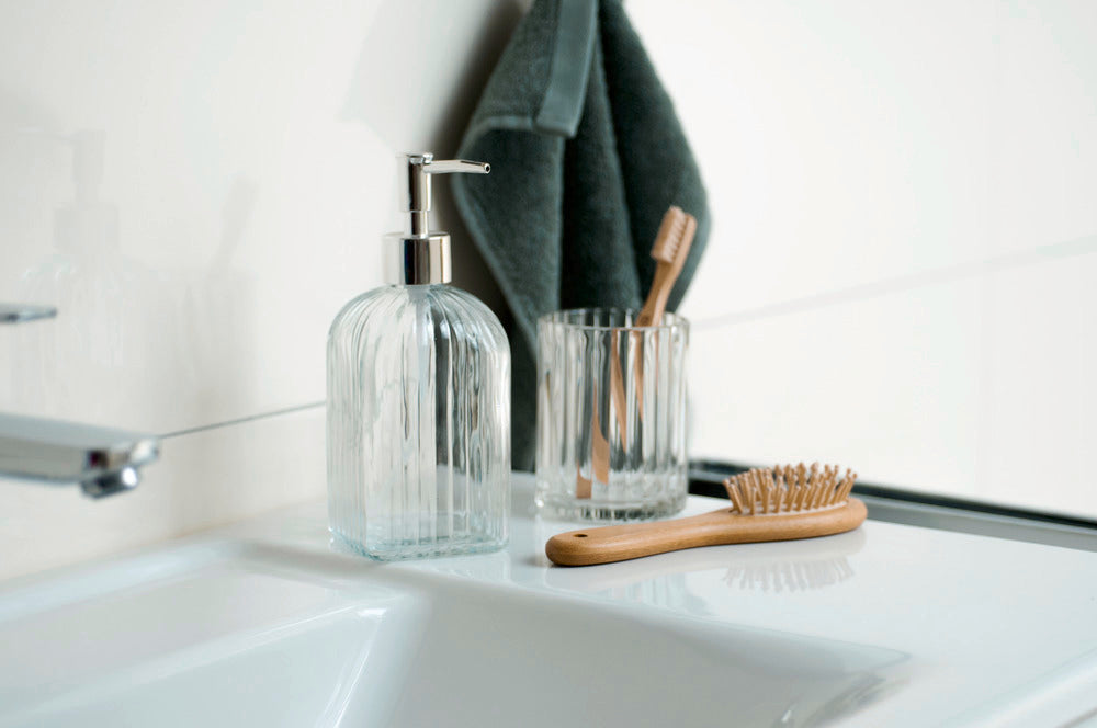 Detalj av Såpedispenser Vetro transparent firkant glass 520 ml pumpe