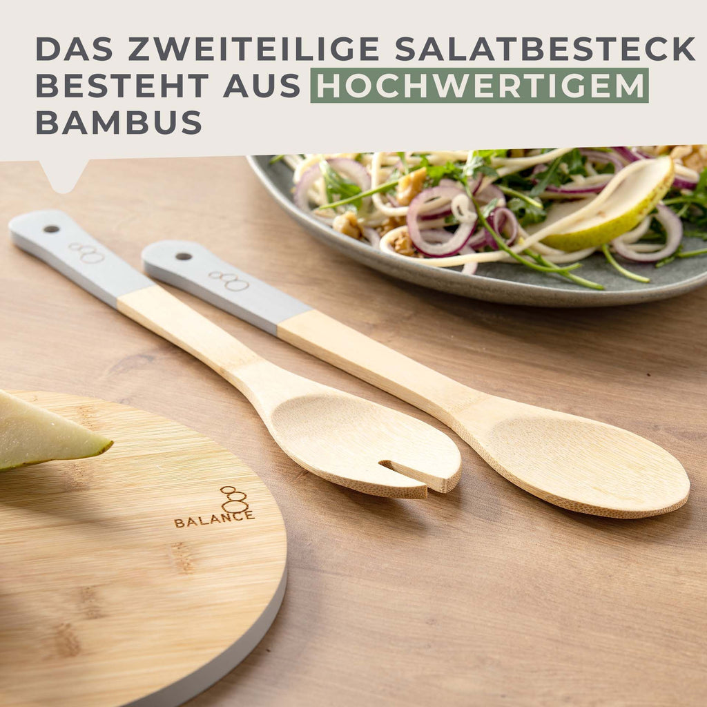 Nærbilde av salatbestikk bambus 2-delt FSC-sertifisert