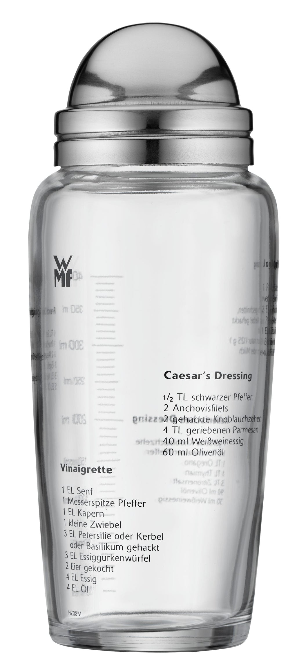Salatdressing-shaker glass 400 ml med oppskrifter - WMF lokk med silikonpakning