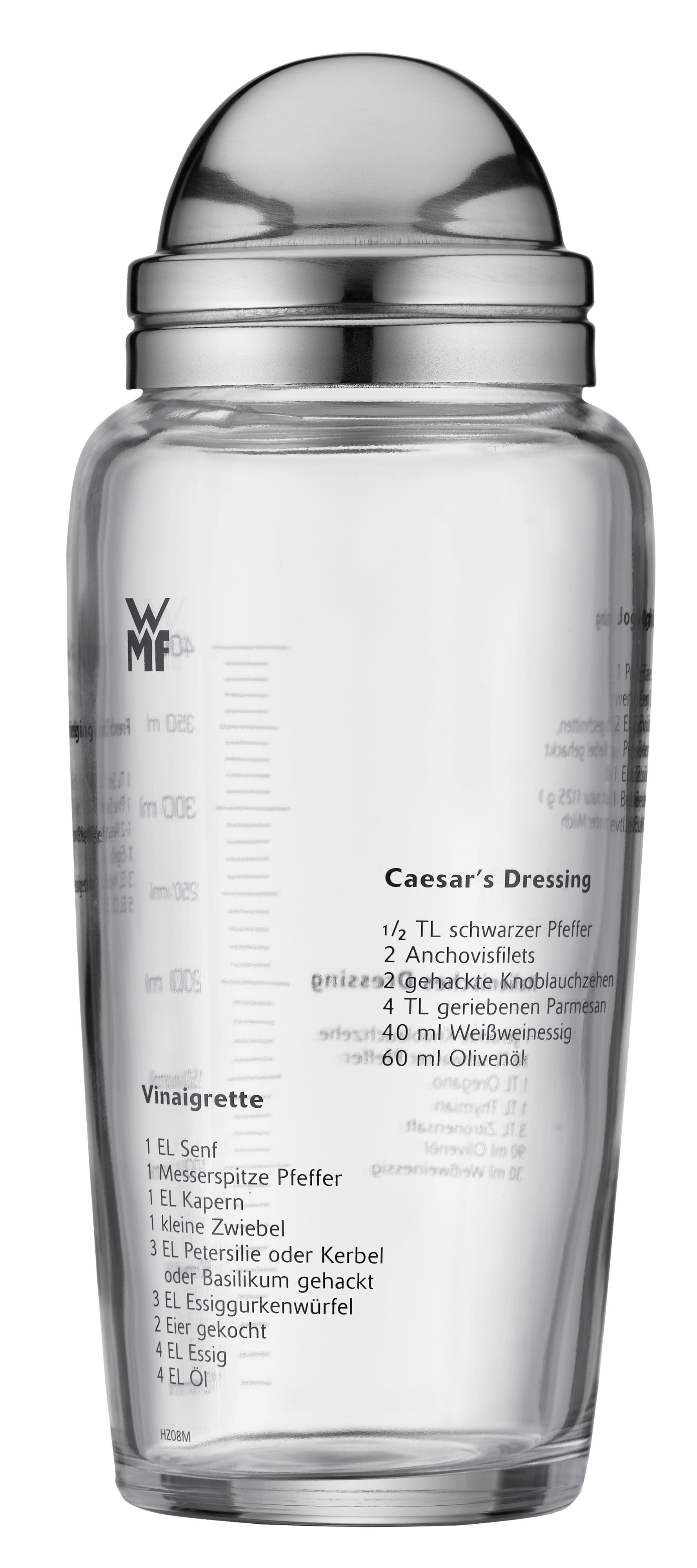 Salatdressing-shaker glass 400 ml med oppskrifter - WMF lokk med silikonpakning