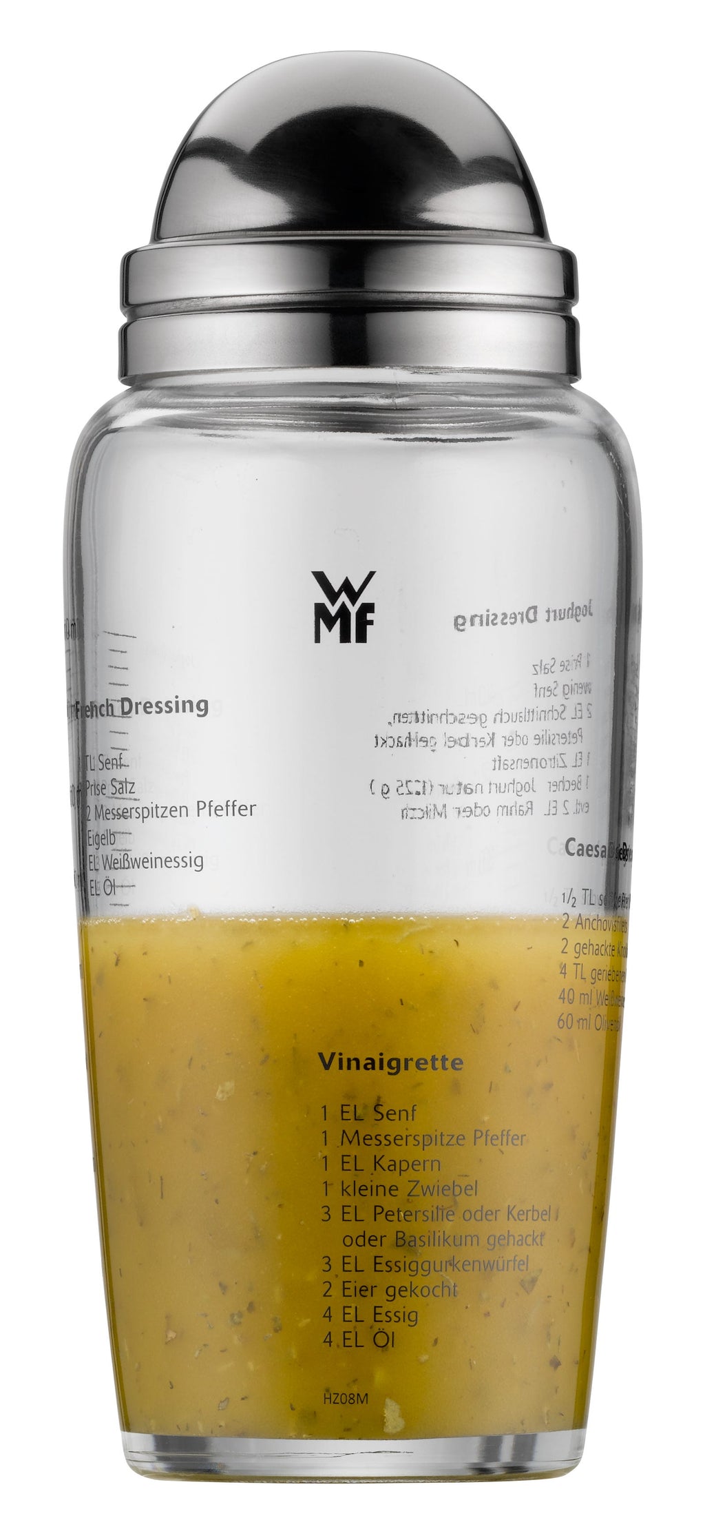 Salatdressing-shaker glass 400 ml med oppskrifter - WMF i bruk med dressing