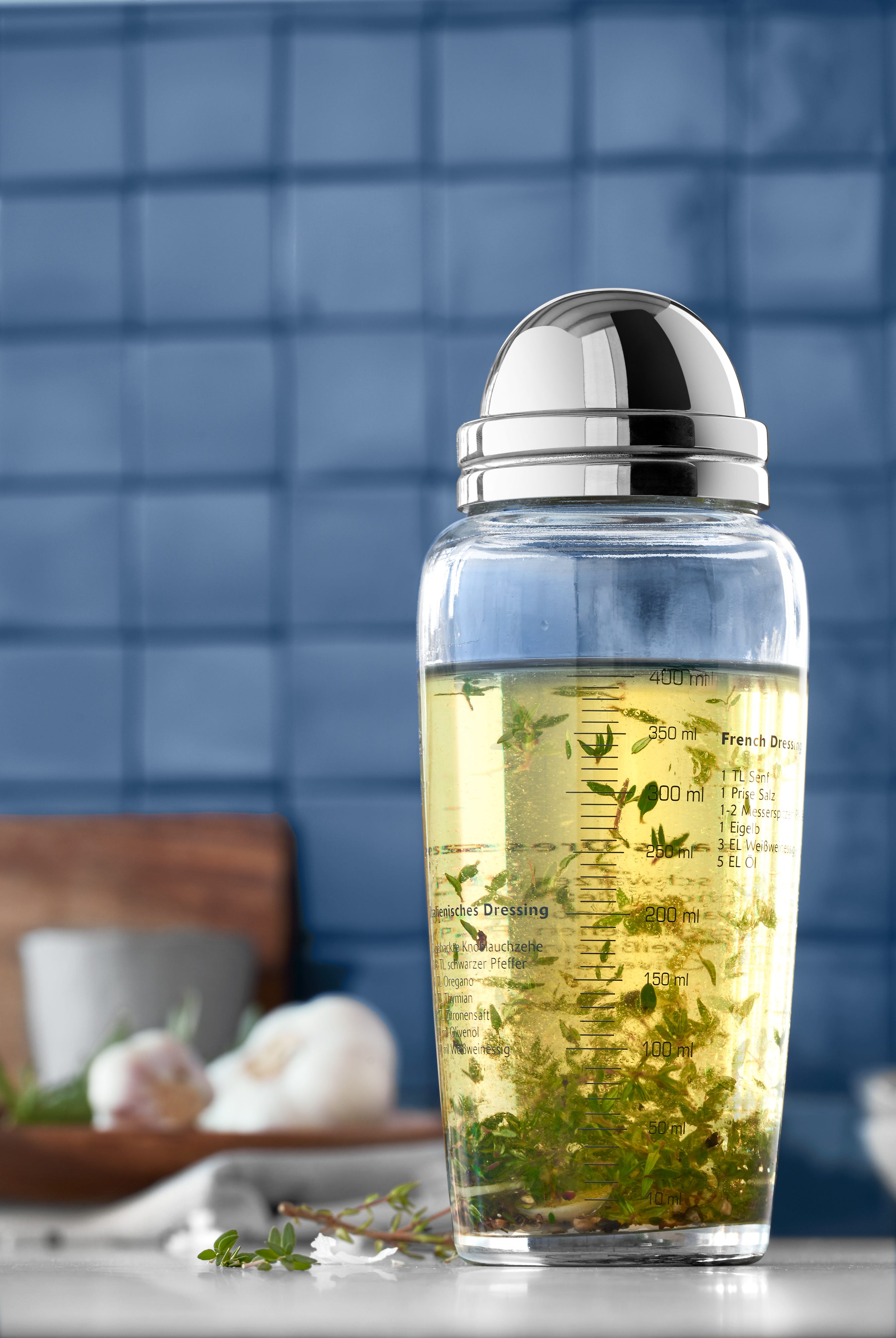 Salatdressing-shaker glass 400 ml med oppskrifter - WMF helhetlig produktbilde