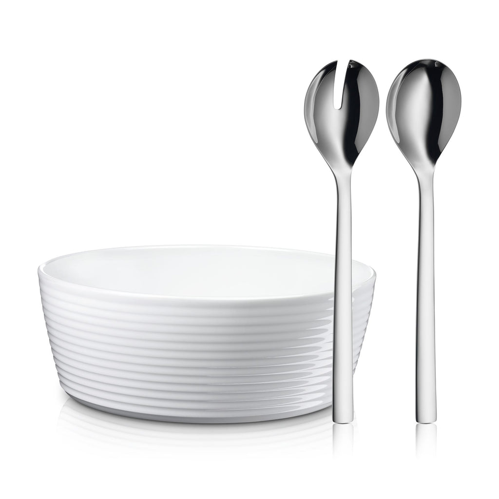 Salatsett 3-delt med salatbolle porselen og salatbestikk Nuova - WMF forfra