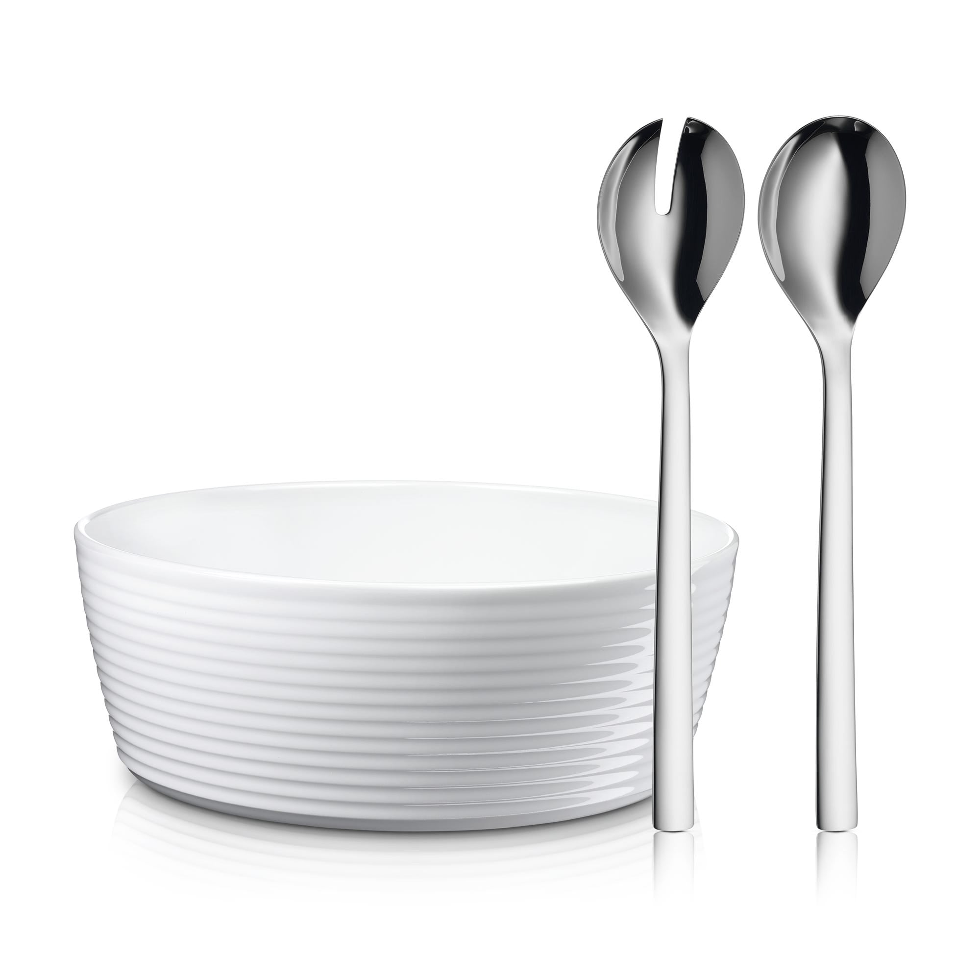 Salatsett 3-delt med salatbolle porselen og salatbestikk Nuova - WMF forfra