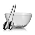Salatsett 3-delt Taverno glasskål 23,5 cm med bestikk forfra