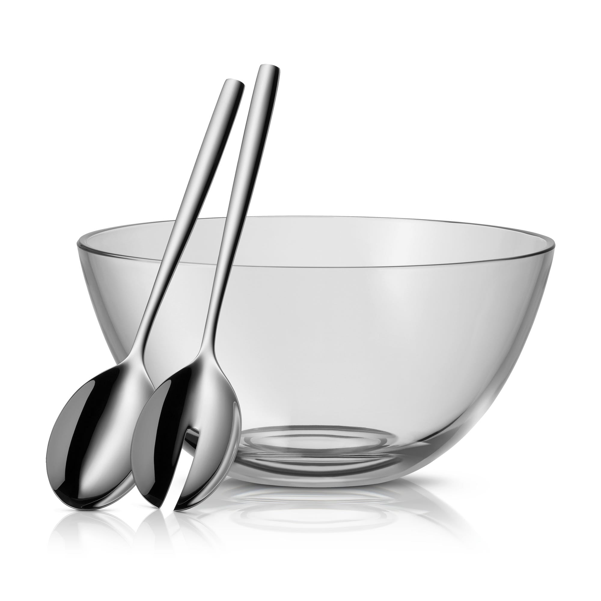 Salatsett 3-delt Taverno glasskål 23,5 cm med bestikk forfra