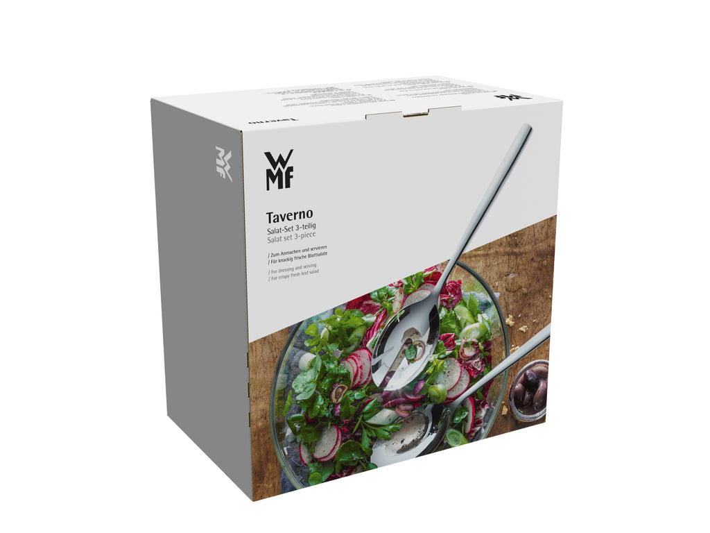 Nærbilde av glasskålen i Salatsett 3-delt Taverno glasskål 23,5 cm med bestikk