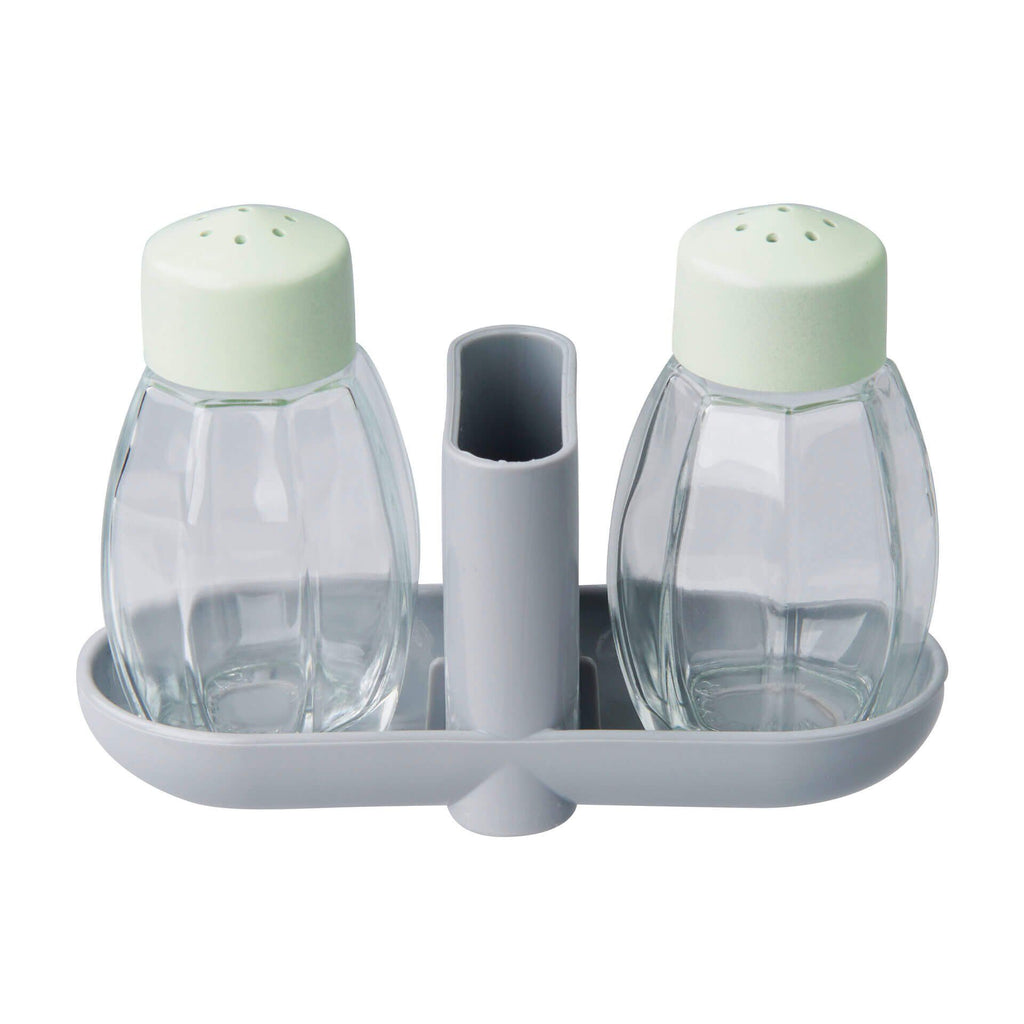 Salt- og pepperbøsse med tannpirkeholder glass 3-delt Eco forfra