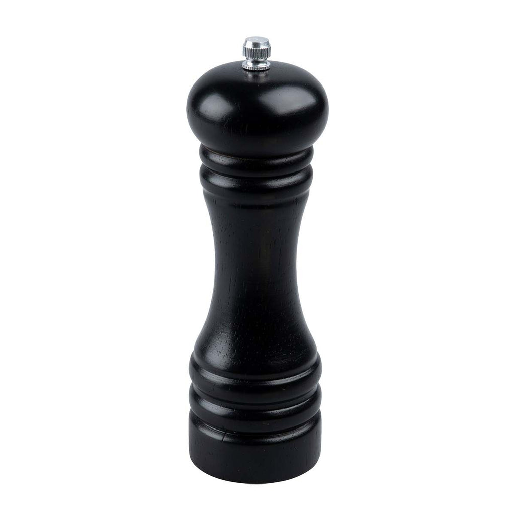 Salt- og pepperkvern 18 cm tre svart keramisk verk forfra