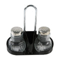 Salt- og peppersett 3-delt med tannpirkeholder svart 13x14 cm - Fackelmann forfra