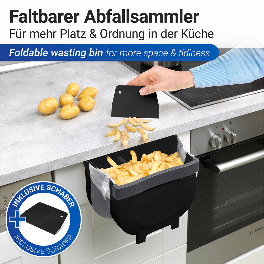 Sammenleggbar søppelbøtte for skapdør 5 L svart - Wenko bakside