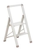 Sammenleggbar trappestige JOLIE 2-trinns beige aluminium forfra
