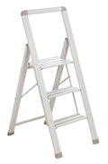 Sammenleggbar trappestige JOLIE 3-trinns beige aluminium forfra