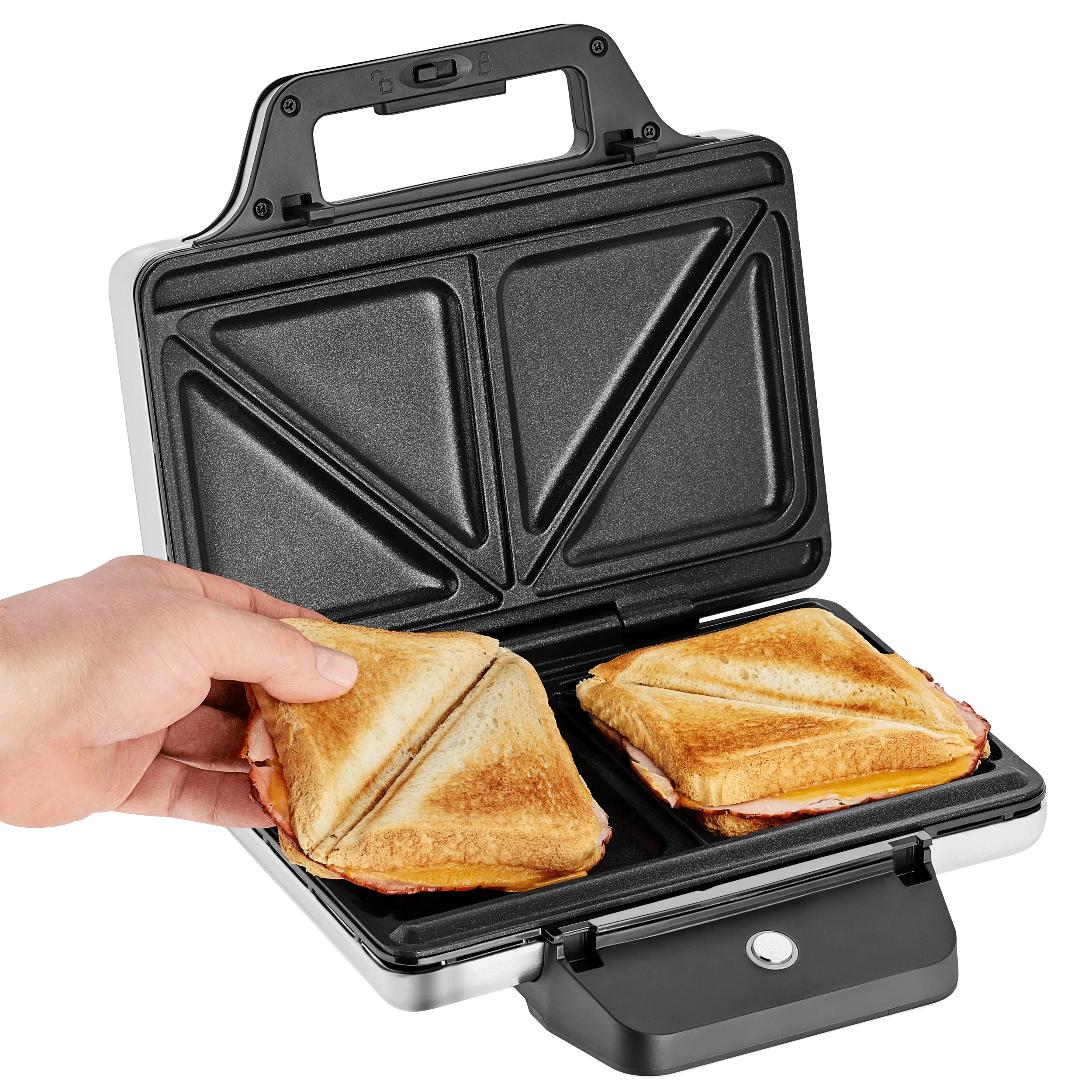 Sandwichmaker 800W non-stick cromargan matt WMF Lono bakside