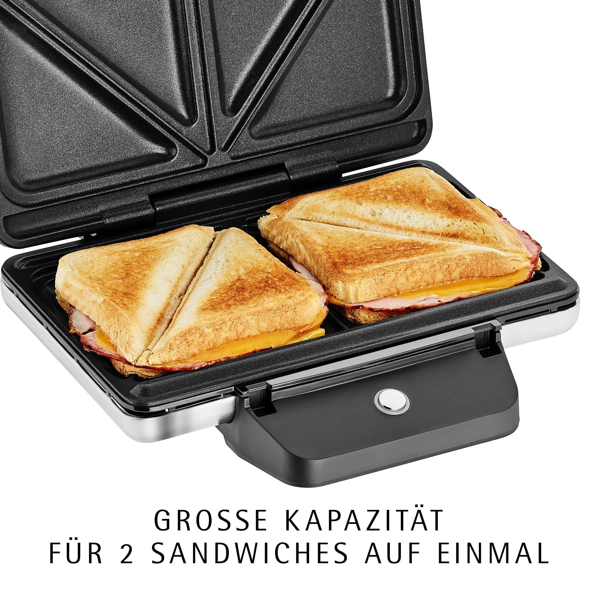 Sandwichmaker 800W non-stick cromargan matt WMF Lono med åpen lokk