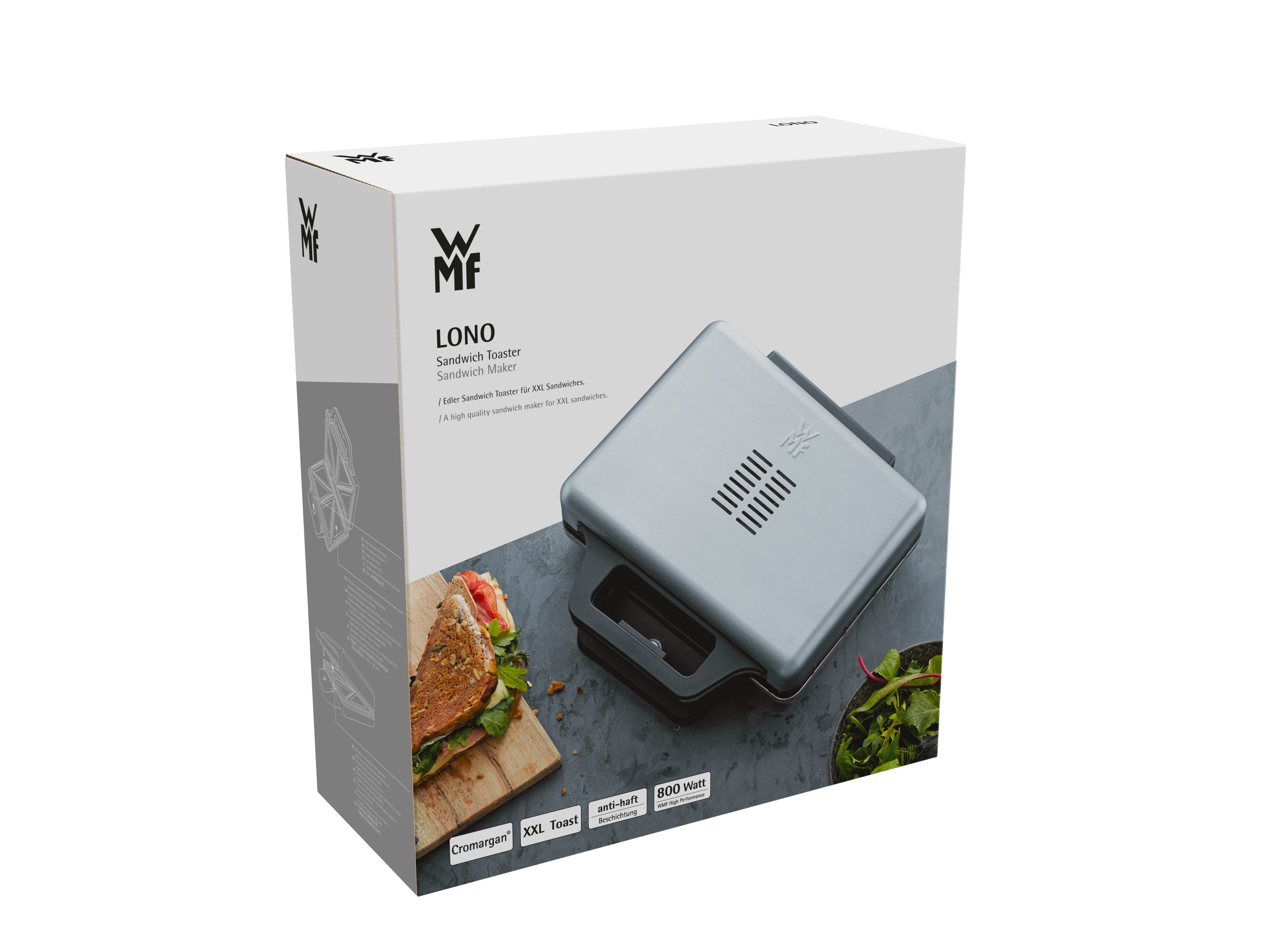 Sandwichmaker 800W non-stick cromargan matt WMF Lono pakket i eske