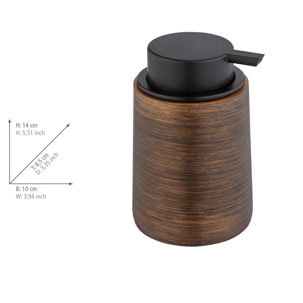Detalj av såpedispenser Palena bronse polyresin pumpe