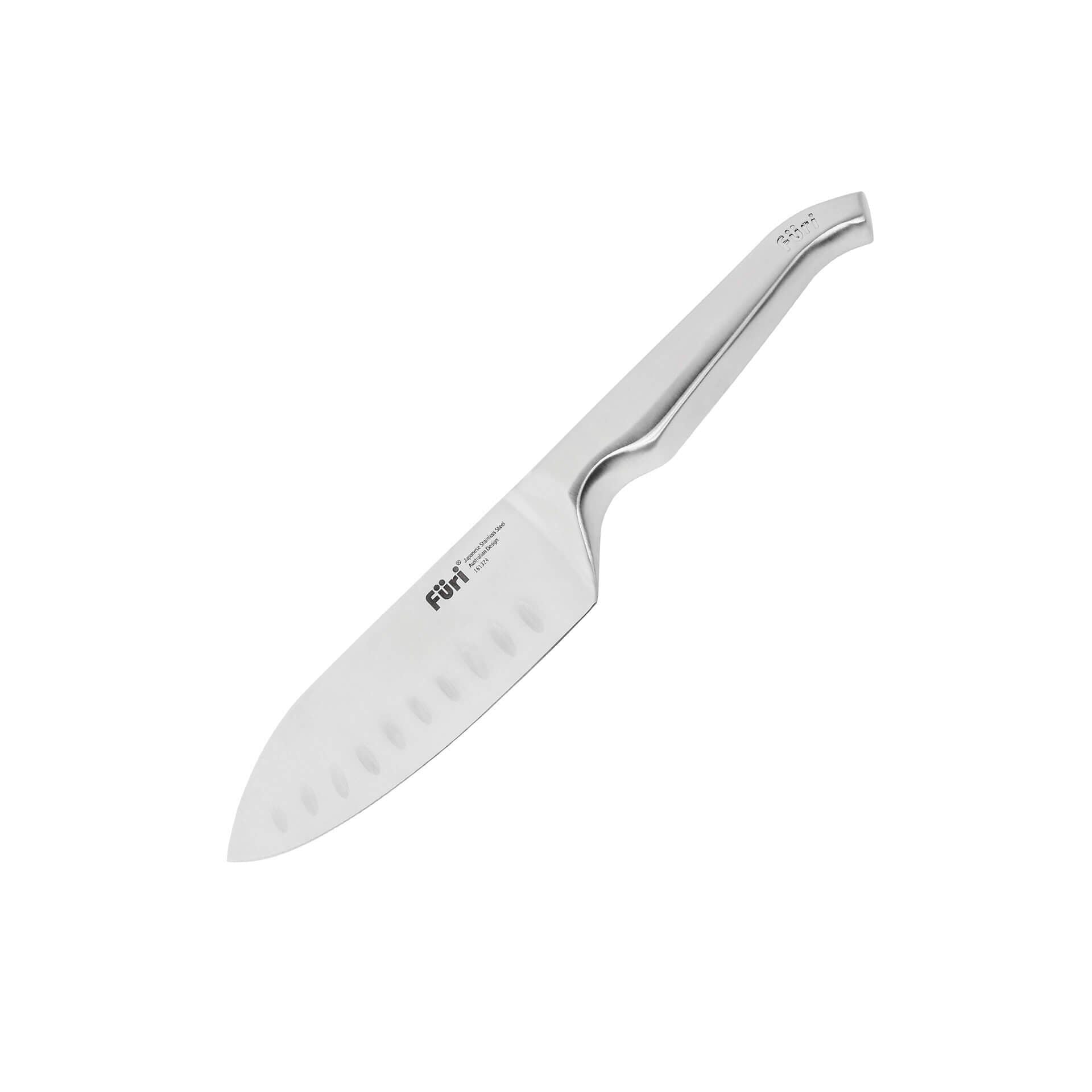 Santokukniv 13 cm rustfritt stål med kullesliping - Füri forfra