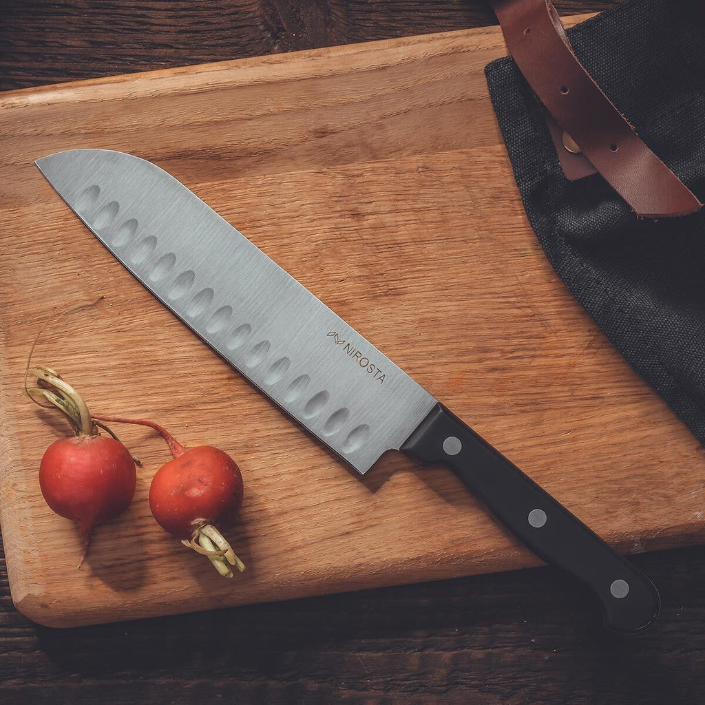 Santokukniv 18 cm blad rustfritt stål - Nirosta bakside