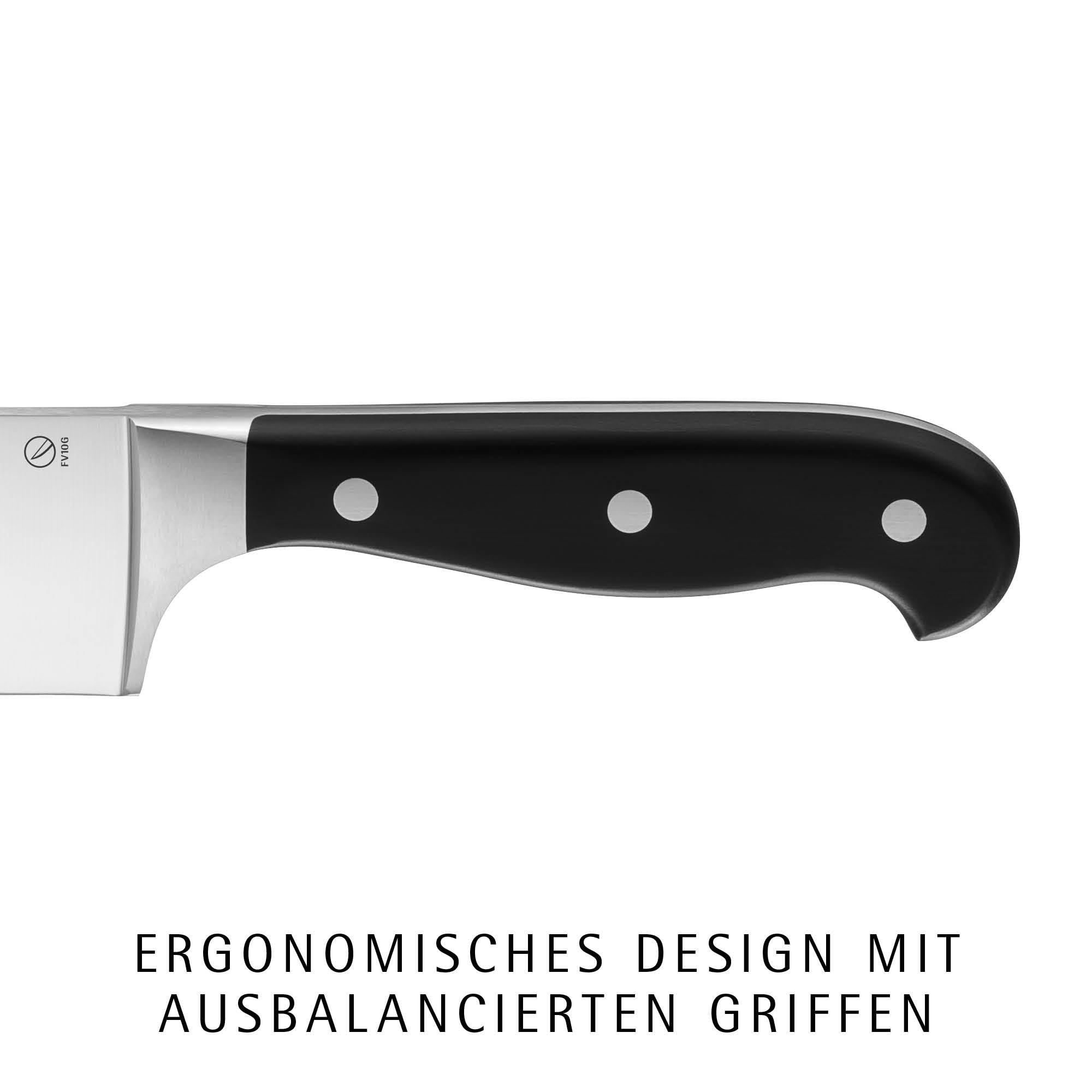 Santokukniv Spitzenklasse Plus 18 cm smidd stål nærbilde av skaft