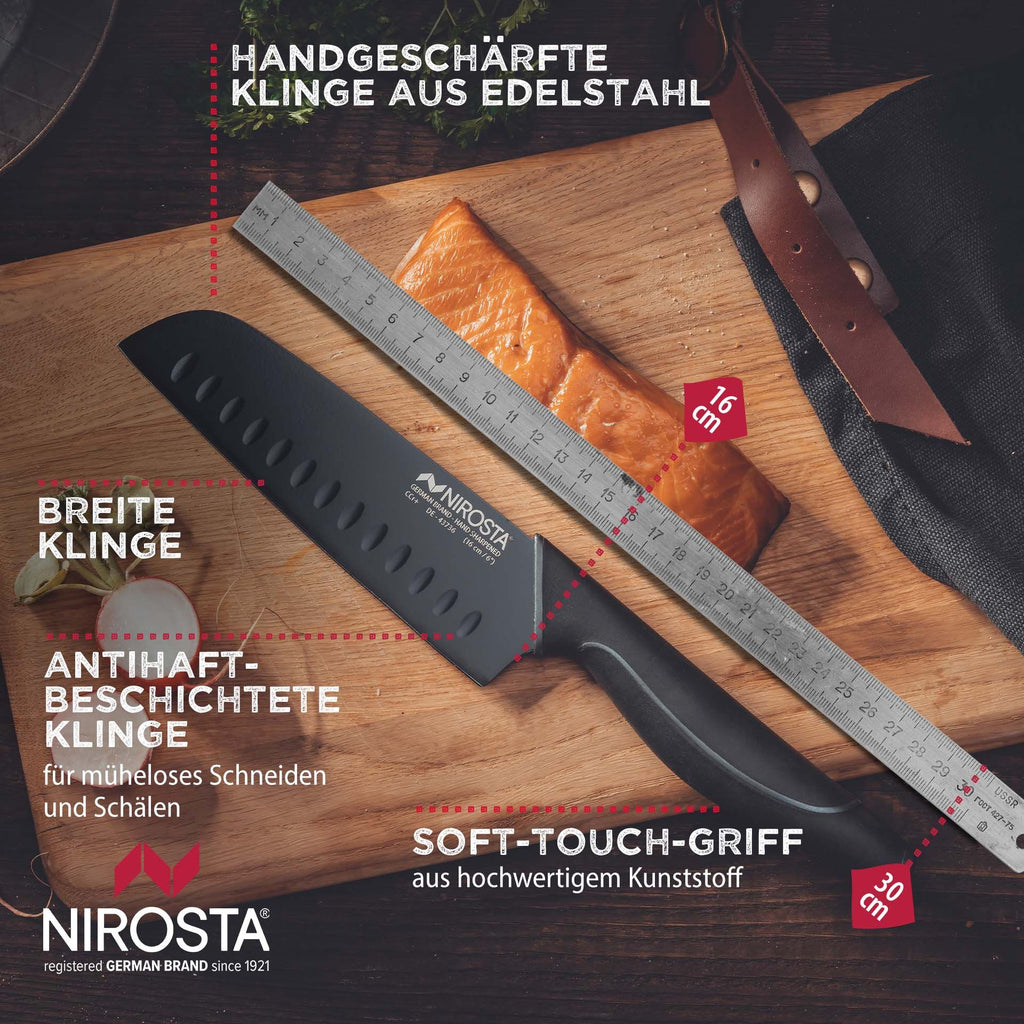 Santokukniv Wave 16 cm rustfritt stål - Nirosta med skjært mat