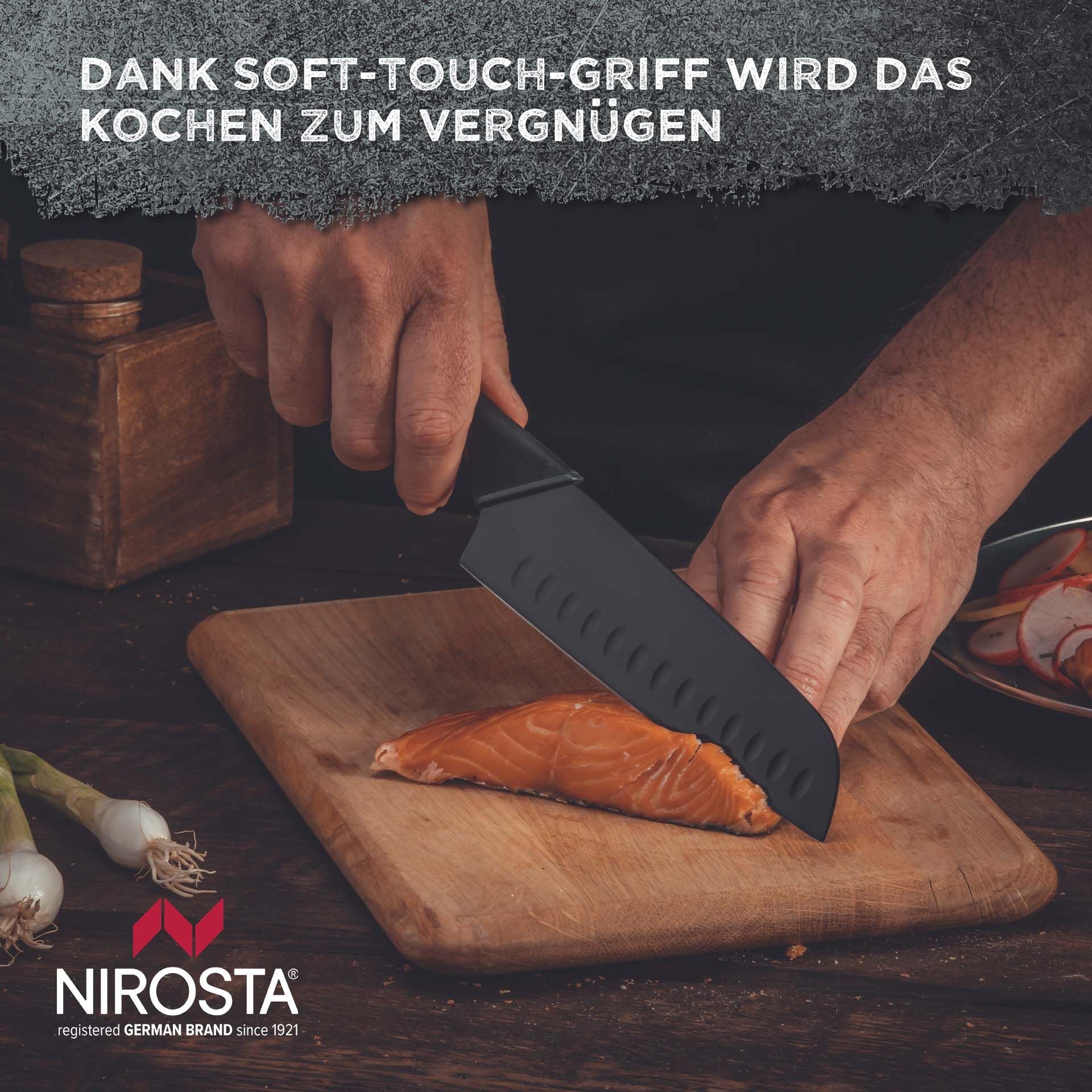 Santokukniv Wave 16 cm rustfritt stål - Nirosta detaljbilde av blad